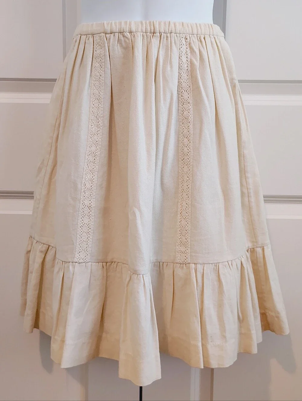 Bonpoint Cream Skirt Wool/Cotton Blend (French Brand)